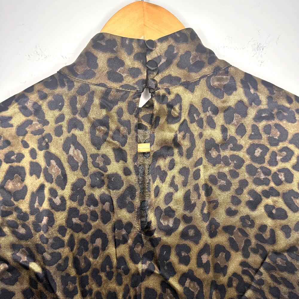 Zara Animal Print Women's High Collar Blouse‎ Leopard Size S - Picture 4 of 5
